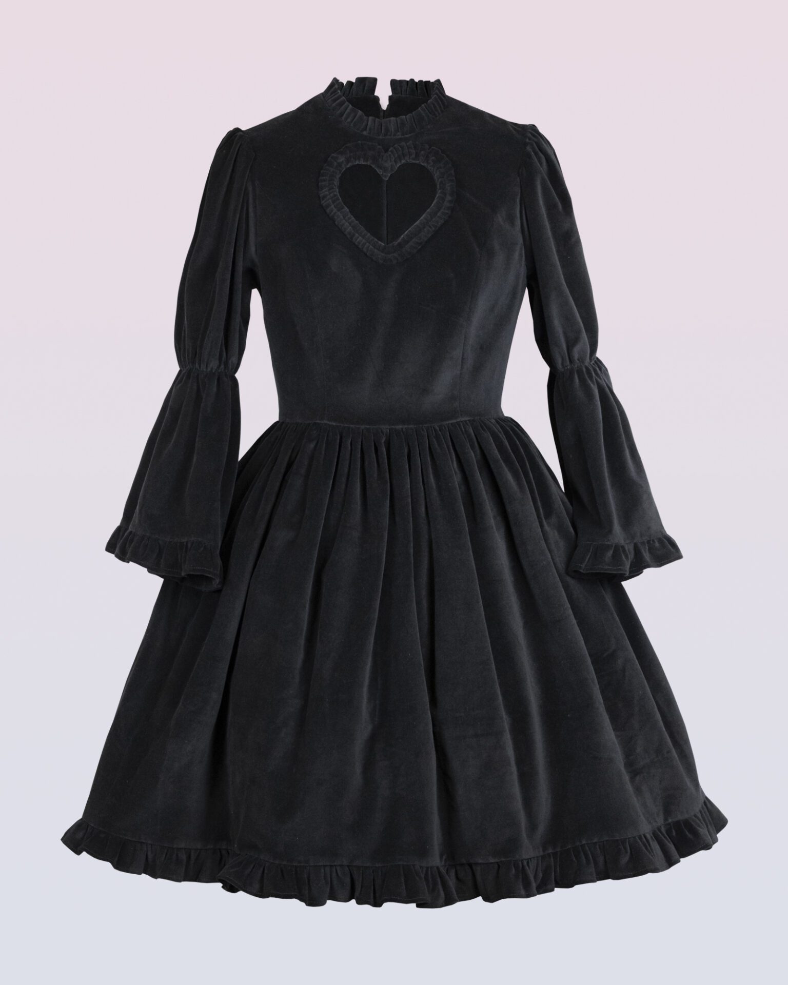 ベルベットハートカットアウトのワンピースドレス