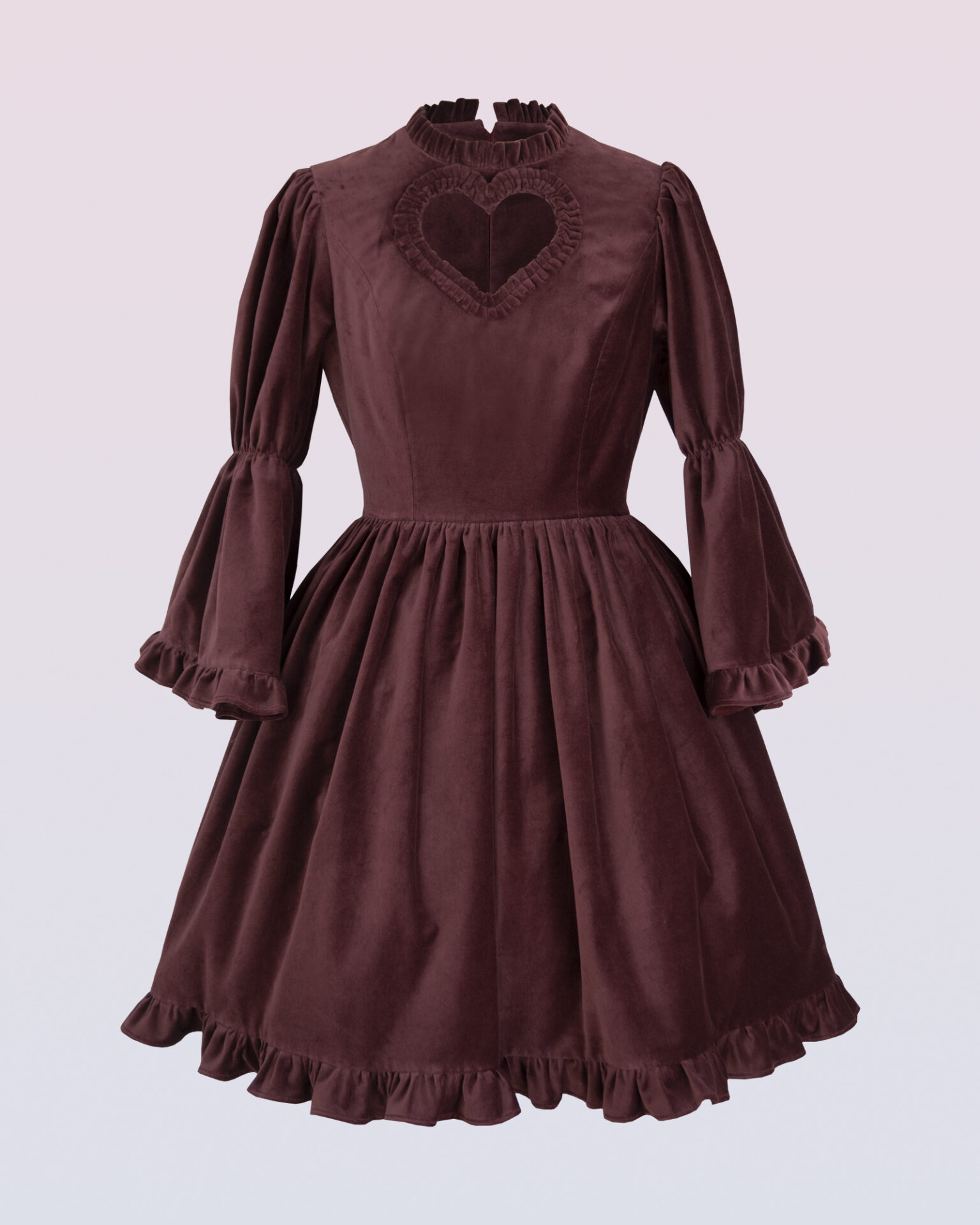 ベルベットハートカットアウトのワンピースドレス