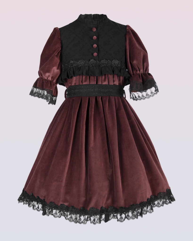 ベルベットとジャカードワンピースドレス