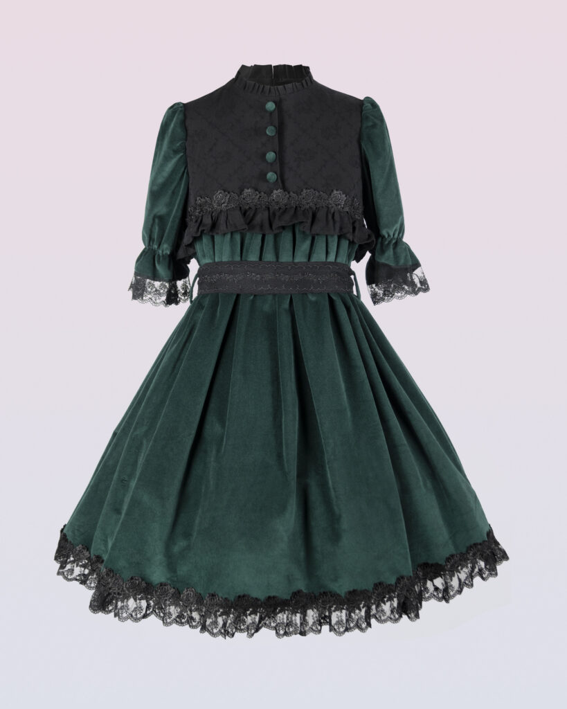 ベルベットとジャカードワンピースドレス