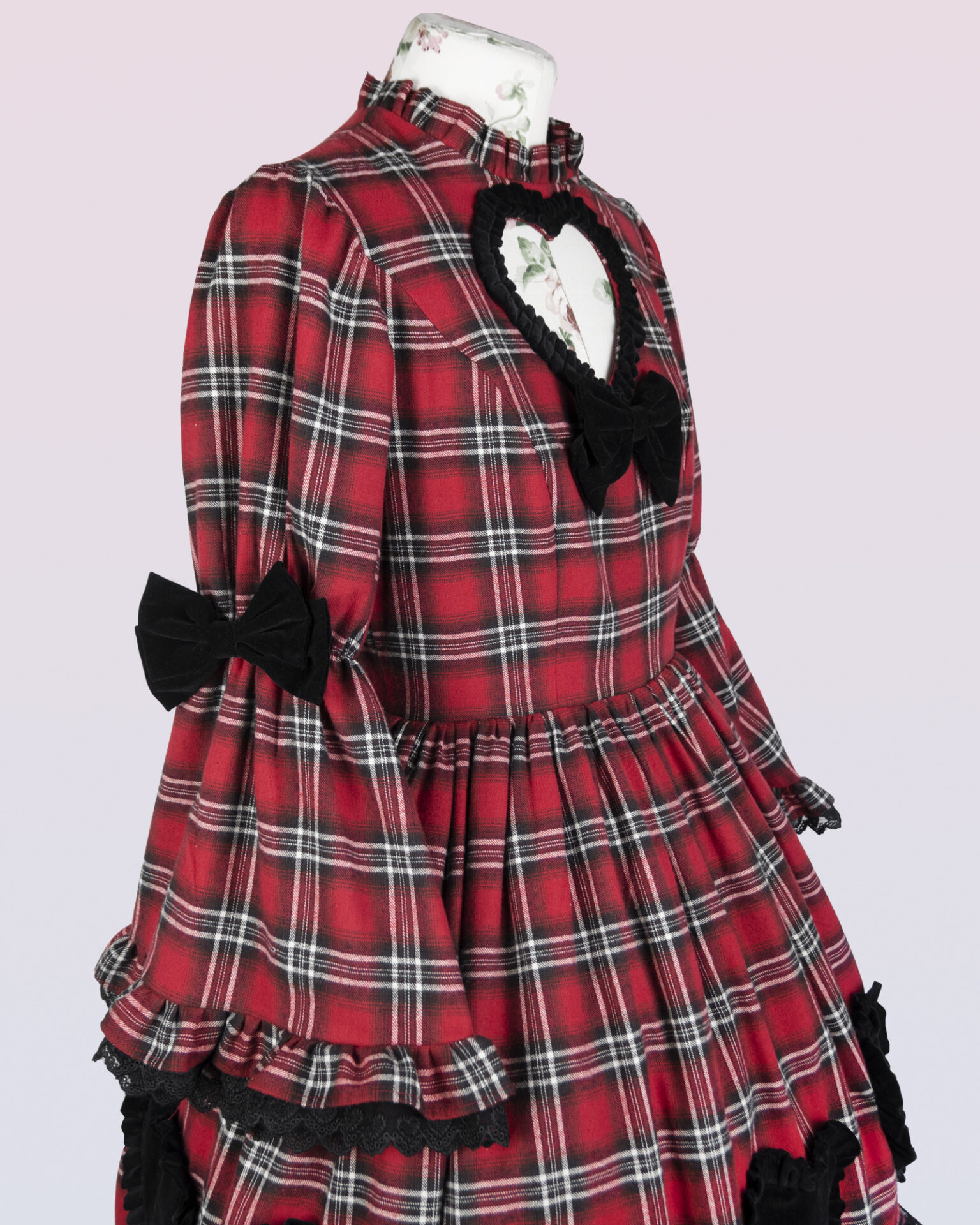 cotton plaid dress with long sleeves