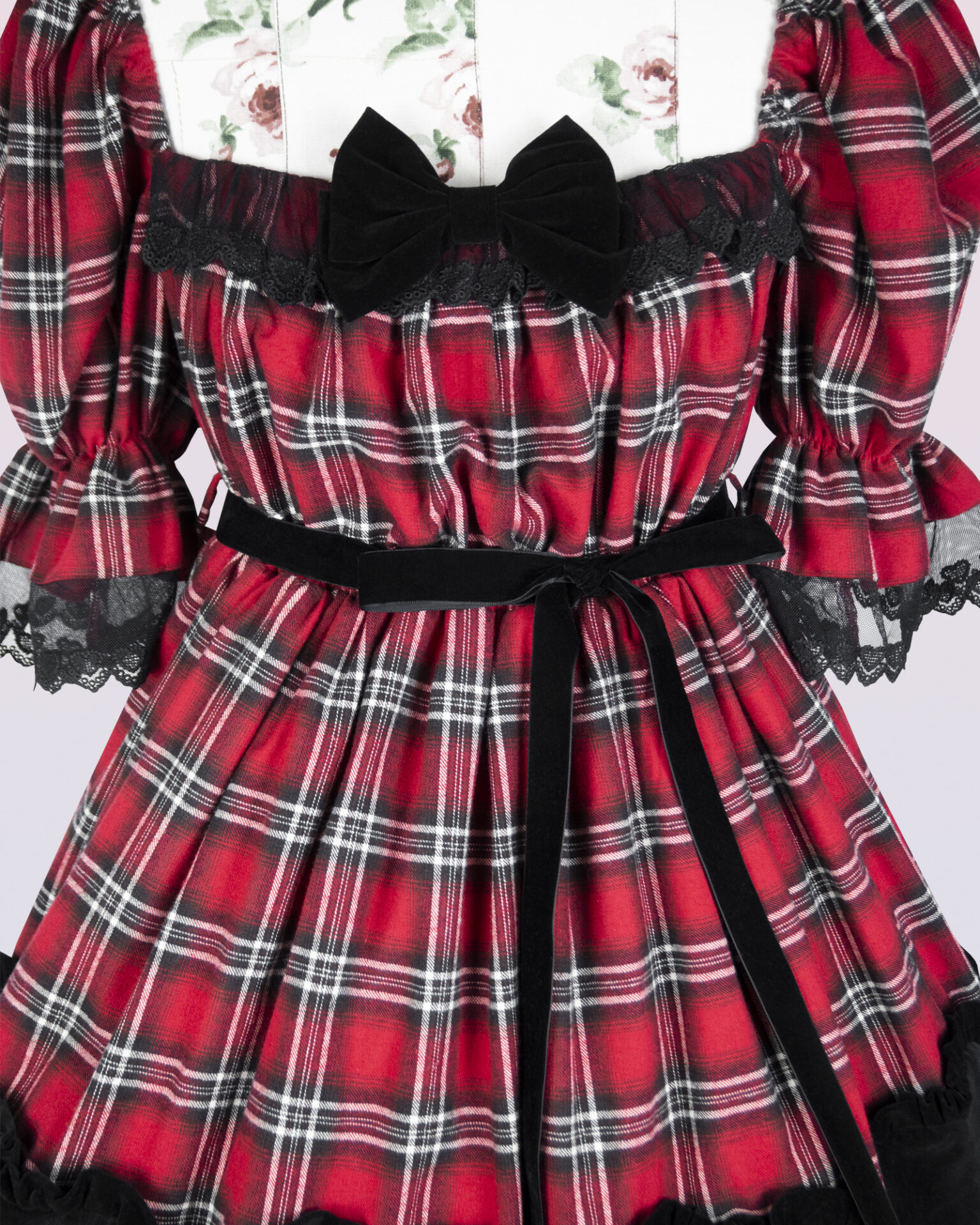 タータンショートスリーブワンピースドレス