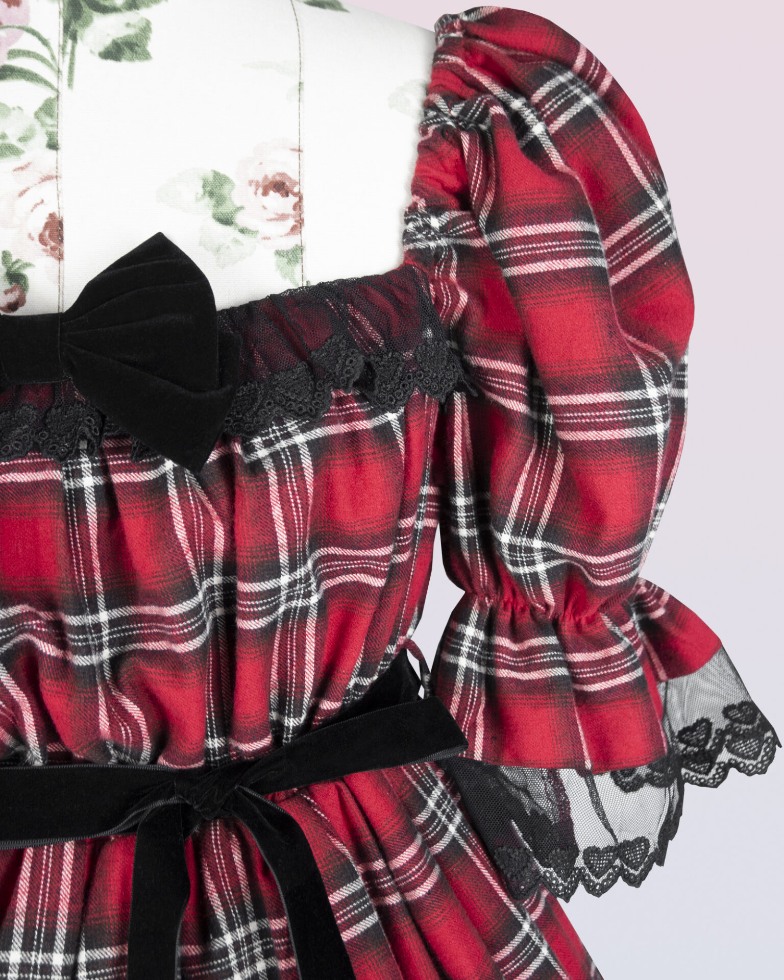 タータンショートスリーブワンピースドレス