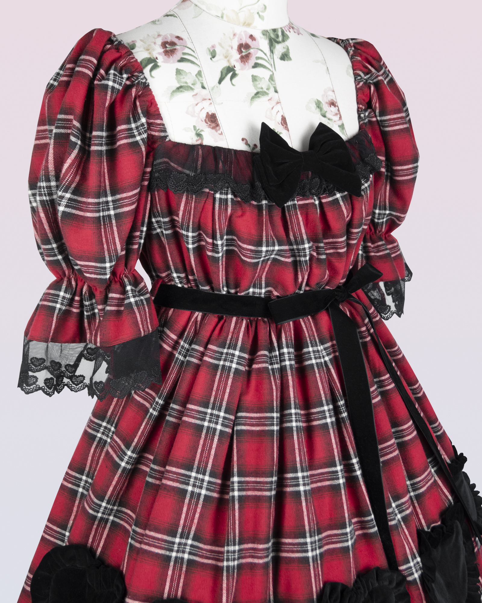 タータンショートスリーブワンピースドレス