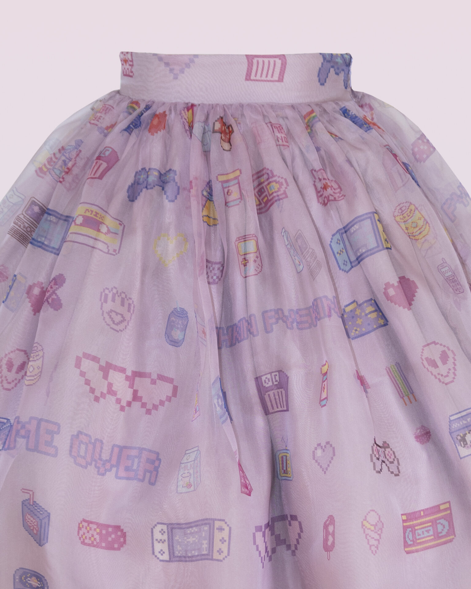 ノスタルジックプリントで100%シルクスカート