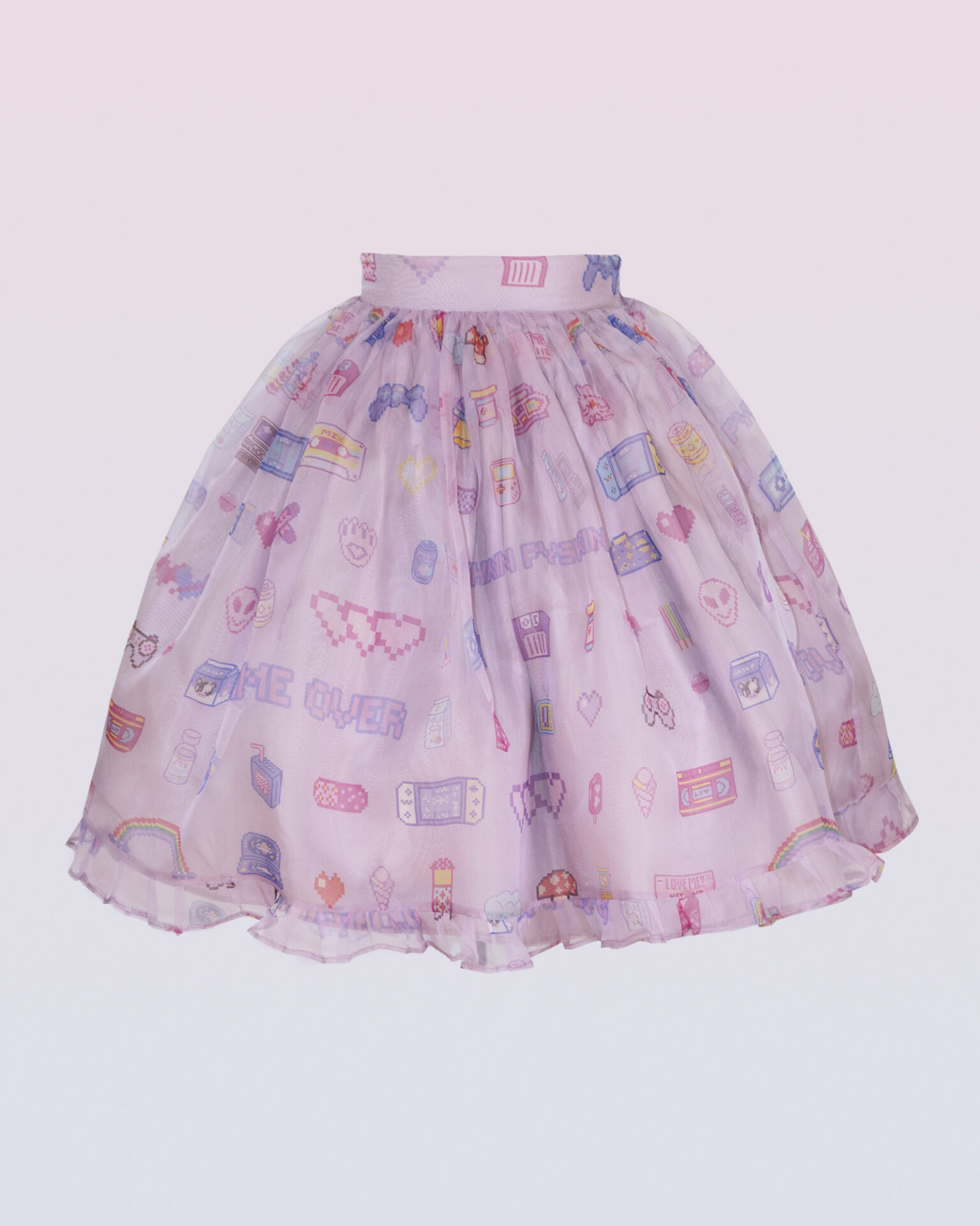 ノスタルジックプリントで100%シルクスカート