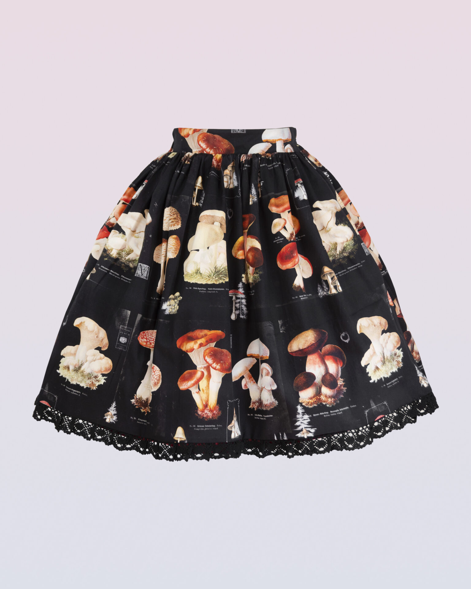 “Book of Mushrooms” skirt black