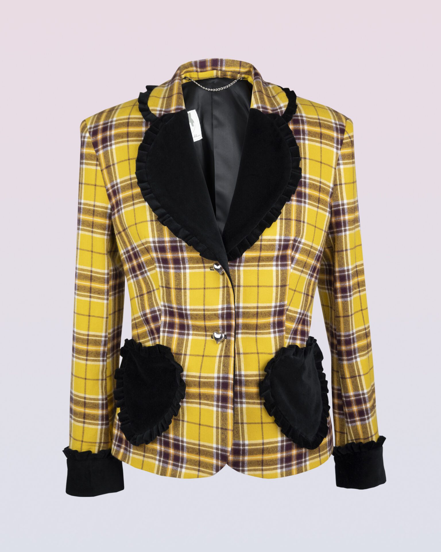 queen of hearts cotton plaid fitted jacket