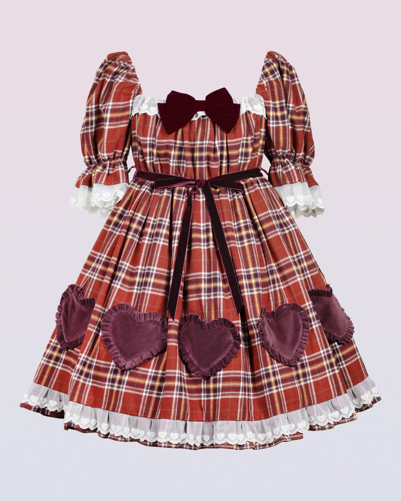 queen of hearts cotton plaid one-piece dress