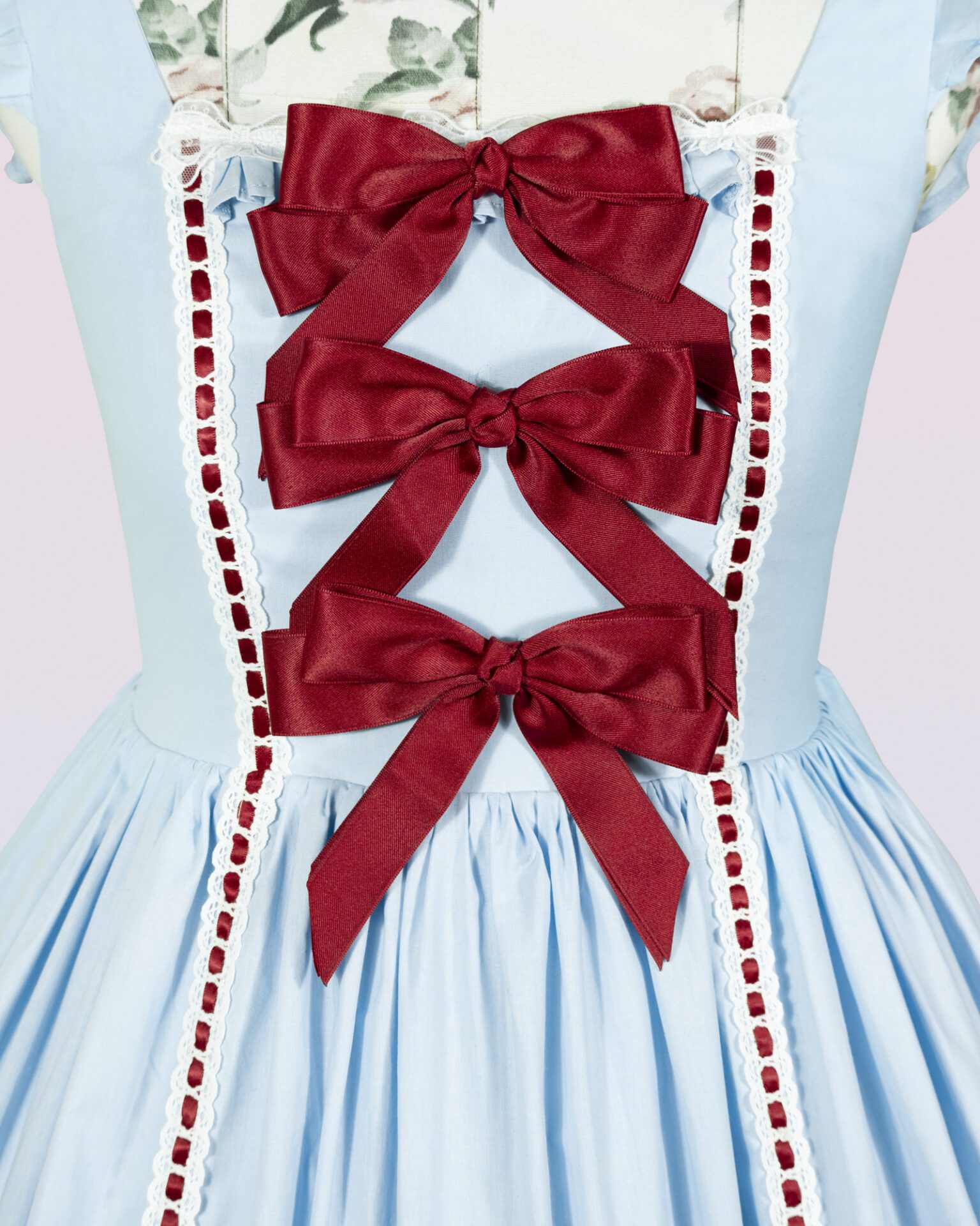 cotton oldschool lolita dress with bows and ribbons