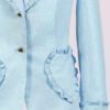 The fitted two-button jacket is made of iridescent linen/cotton blended fabric with metallic yarn