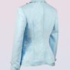 The fitted two-button jacket is made of iridescent linen/cotton blended fabric with metallic yarn