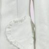The fitted two-button jacket is made of iridescent linen/cotton blended fabric with metallic yarn