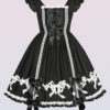 cotton oldschool lolita dress with bows and ribbons