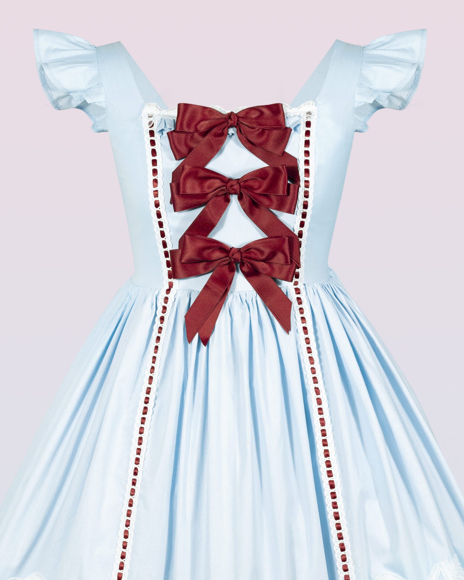 cotton oldschool lolita dress with bows and ribbons